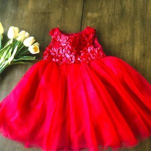 Little Girls Fancy Red Dress Size 18 Months